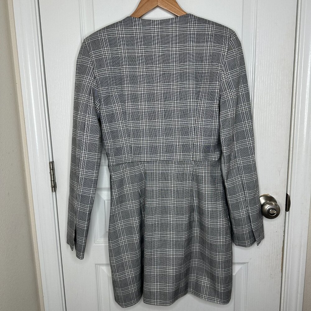 ZARA GRAY BLACK PLAID MINI DRESS WITH BUTTONS MEDIUM BRAND NEW WITH TAGS - Picture 7 of 9